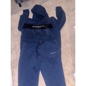 SONNETI LONDON Mens Navy Blue Hoodie Jogger Sweat Suit Set Size 2XL